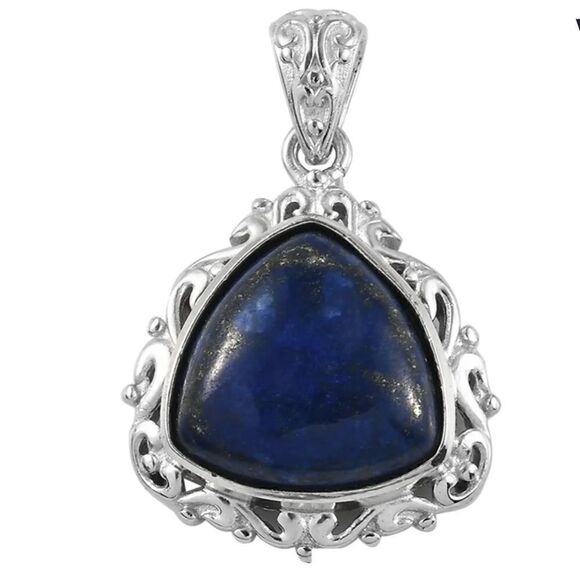 NIB Lapis Lazuli Solitaire Pendant in Platinum Over Copper with Magnet 10.40 ctw - Picture 6 of 8